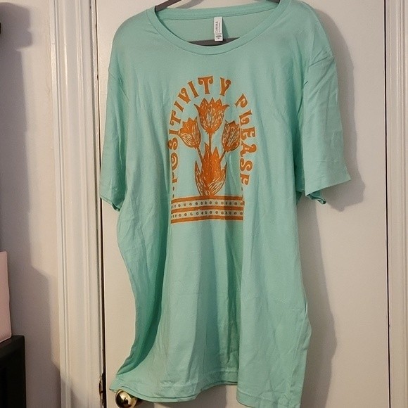 NWOT Bella Canvas Mint Green Positivity Please Graphic T-Shirt Size 3X - Picture 1 of 4